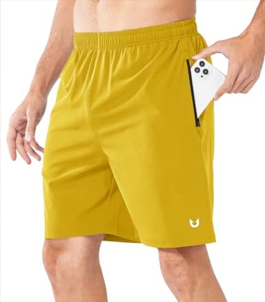 NORTHYARD Men's Athletic Running Shorts Quick Dry Workout Shorts Lightweight Sports Gym Basketball 7"/ 9"/ 5" Tennis Hiking Exercise Yellow-7 inches L - Image 3