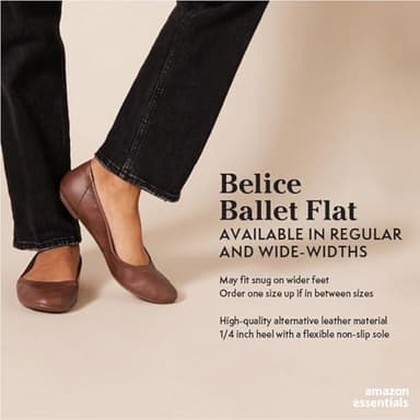 Amazon Essentials Women's Belice Slip On Ballet Flat, Beige, 9.5 Wide - Image 6