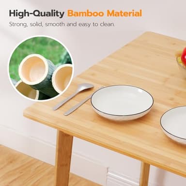 HOOBRO Bamboo Dining Table, Square Dining Table for 2, 27.6" Kitchen Table for Small Space, Writing Table, Easy to Assemble, for Dining Room, Living Room, Office, Kitchen, Natural YL70CZ01G1 - Image 6