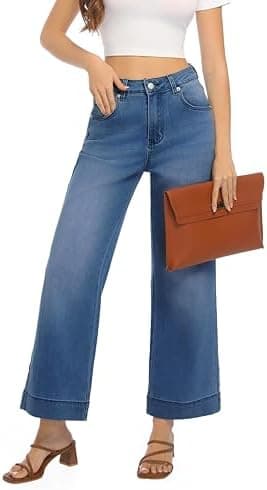 Womens High Waisted Stretchy Jeans - Wide Leg, Baggy, Loose, Trendy Jeans for Women - Image 7