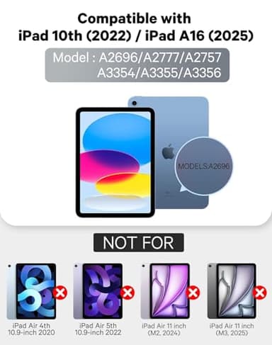 CHESONA Keyboard Case for iPad (A16) 11th/10th Generation (2025/2022), Detachable Wireless Keyboard, Stand Folio Keyboard Cover with Pencil Holder, Thin & Light (Black) - Image 2