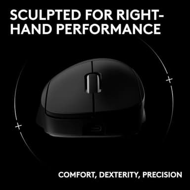 Logitech G PRO X Superlight 2 DEX Wireless Gaming Mouse, 60g pro-Grade Right-Handed Mouse with 5 programmable Buttons, USB-C Charging, 44k DPI Sensor, up to 8 kHz Polling for PC/Mac - Black - Image 2