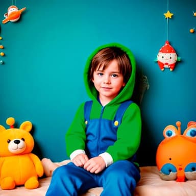 Nintendo Super Mario Brothers Boys Long Sleeve Onesie Zip Coverall with Hoodie Luigi Cosplay Zip Up Onesie for Kids (Green and Blue Size 7) - Image 5