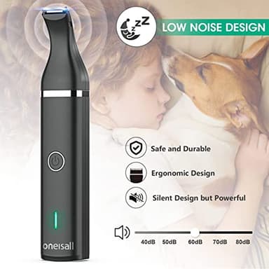 oneisall Dog Clippers with Double Blades,Cordless Small Pet Hair Grooming Trimmer,Low Noise for Trimming Dog's Hair Around Paws, Eyes, Ears, Face, Rump (Black) - Image 3