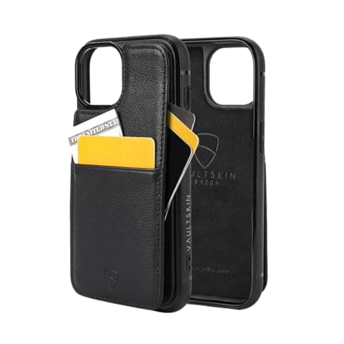 Vaultskin for iPhone 15 Case - Slim Leather Case with Card Holder, Magnetic Closure and Drop Protection, Stylish Wallet Case for iPhone 15, Ideal Gift (Eton, Black) - Image 1