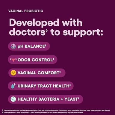 Physician's CHOICE Vaginal Probiotics for Women - pH Balance, Odor Control, Yeast Balance, Vaginal Flora, Moisture, Feminine Health - 6B CFU with Organic Prebiotics and Cranberry Extract - 30 CT - Image 4
