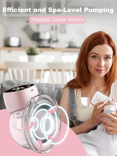 Hands Free Breast Pump, Wearable Breastfeeding Pump 3 Modes & 9 Levels, Double Electric Portable Pump Low Noise with Long Battery Life 2 Pack Pink - Image 3