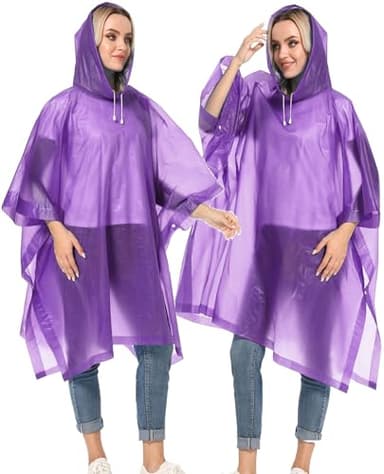 HOOMBOOM Reusable Rain Ponchos with Drawstring Hood for Adults, Waterproof Thicken Rain Coat, 2 Packs - Image 6
