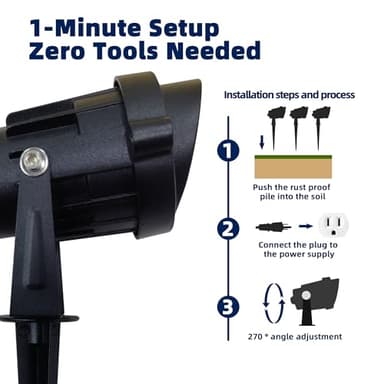 LED Outdoor Landscape Spotlight - 120V 12W Warm White Waterproof Spot Lights for Yard House Flag Tree, Lighting Decorations for Christmas Halloween(2 Pack) - Image 4