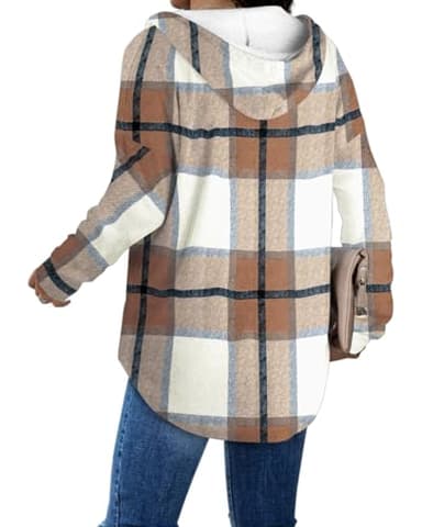 Women's Long Sleeve Sweatshirt Casual Pollover Hoodie Fall Tops Early Fashion Halloween Sweaters 2025 Trending Clothes Shirts L Brown Plaid - Image 4