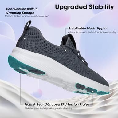 ZOVE Wide Toe Box Shoes Women Extra Wide Width Sneakers Ultra Light Road Running Shoes Non-Slip Tennis Sneakers Breathable Walking Athletic 8803 Dark Grey 40 - Image 4