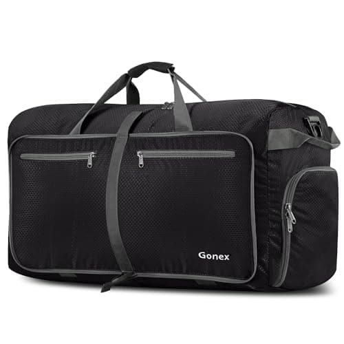 Gonex 80L Packable Travel Duffle Bag Foldable Duffel Bags for Luggage Gym Sports Camping Travelling Cycling Storage Shopping Water & Tear Resistant Black - Image 1