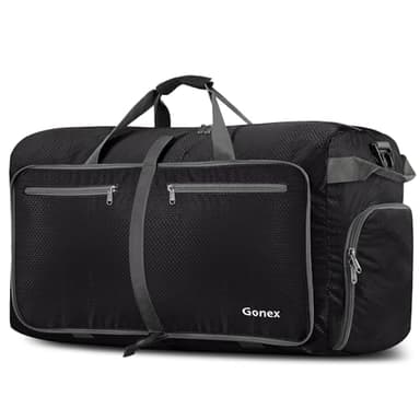 Gonex 80L Packable Travel Duffle Bag Foldable Duffel Bags for Luggage Gym Sports Camping Travelling Cycling Storage Shopping Water & Tear Resistant Black - Image 1
