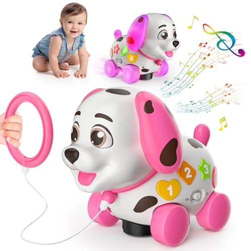 3-in-1 Musical Puppy Toys for 1 Year Old Girl Gift, Educational Baby Toy 6-12-18 Month, 1st Birthday Gift for 1 Year Old Girl Boy, First Bilingual Present for 7 8 9 10 Month Infant (Pink) - Image 1
