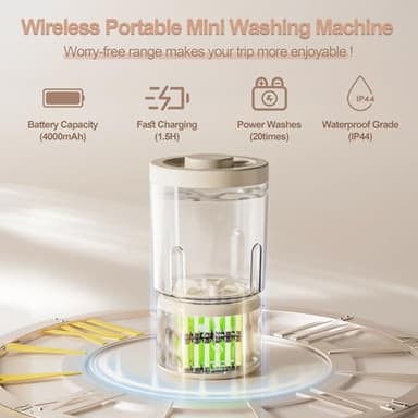 Portable Mini Washing Machine, 2025 NEW Underwear Washing Machine Small Clothes Washer Makeup Brush Cleaner Machine Underwear Washer for Home, Hotel, RV, Travel & Camping - Image 4