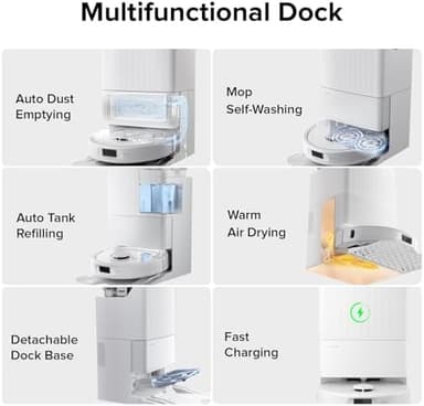 roborock Qrevo Plus Robot Vacuum and Mop with FlexiArm Design Edge Mopping, Self-Emptying, 10 mm Liftable Mops, Auto Mop Washing & Drying, Reactive Tech Obstacle Avoidance, 7,000 Pa Suction, White - Image 4