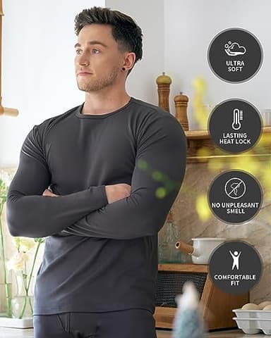 WEERTI Thermal Underwear for Men Long Johns with Fleece Lined, Base Layer Men Cold Weather Top Bottom Charcoal - Image 5