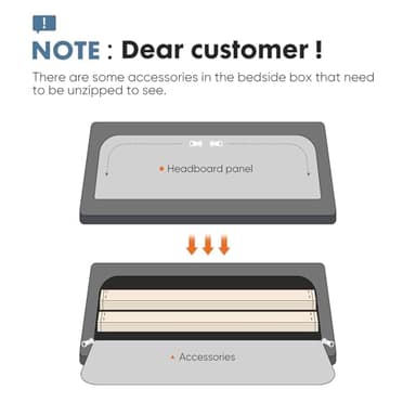 DUMOS Queen Bed Frame with Headboard, Wood Queen Platform Bed No Box Spring Needed, Fabric Upholstered Bed Frame with Adjustable Headboard, 800LBS Support,Noise Free, Dark Grey - Image 6