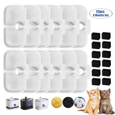Cat Water Fountain Filter,12 packs Pet Fountain Filter Replacement for Pet Fountain,Filters Replacements fit for Petlibro Dockstream Cat Water Fountain PLWF005/PLWF115/PLWF105 - Image 8