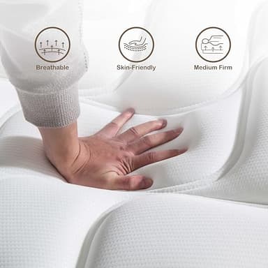 Deegari Queen Mattress,12 Inch Queen Size Mattresses in a Box,Gel Memory Foam and Innerspring Hybrid Mattress with Individual Pocket Spring for Motion Isolation,Medium Firm Feel - Image 5