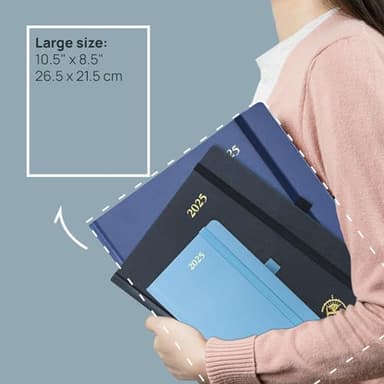 POPRUN 2025 Planner (Large Size 8.5''x 10.5'' Hardcover) - Daily Weekly and Monthly Calendar Agenda 2025 Appointment Book with Hourly Time Slots, Monthly Tabs, 100 GSM - Midnight Green - Image 2
