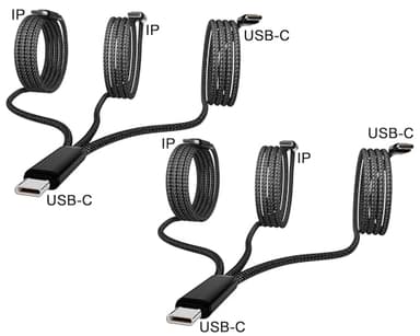 USB-C Charging Cable, 4 ft 3-in-1 USB C to USB-C+2 x IP Cable, Multi Charging for Phone 16/15 Pro/Pro Max, iPad Pro/Air/Mini, Galaxy S24/S23/S22/S21, Google, Amazon, Andriod,Carplay - Image 2
