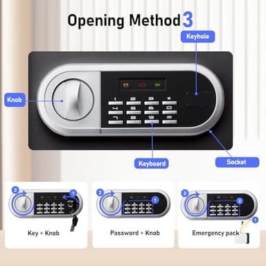 ISLANDSAFE Home Safe Box, Digital Small Personal Safes, caja fuerte, Security Money Closet Electronic Lock Box with Keypad for Pistol Cash Jewelry, Document, Hotel, Dorm, Office (0.8cuft Black) - Image 4