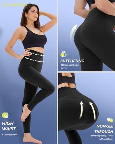 CAMPSNAIL Women High Waisted Leggings - Soft Tummy Control Slimming Yoga Pants for Workout Athletic Running Reg & Plus Size - Image 3