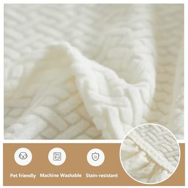 Yoovat Couch Cushion Covers for Sofa Couch Covers Wear-Resistant Universal Sofa Cover Stretch for Sectional Slipcovers (Texture-Cream White,Back Cover L) - Image 6