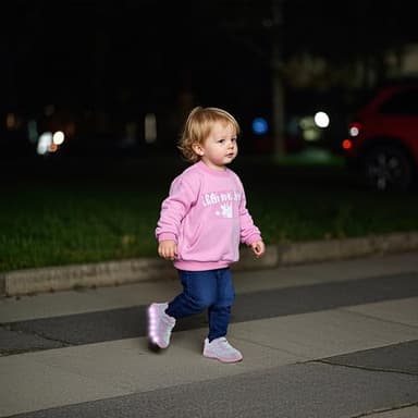 LOUGSIN Toddler Light Up Shoes for Girls Lightweight Mesh Breathable Led Flashing Walking Running Sneakers Toddler Purple 7 - Image 6