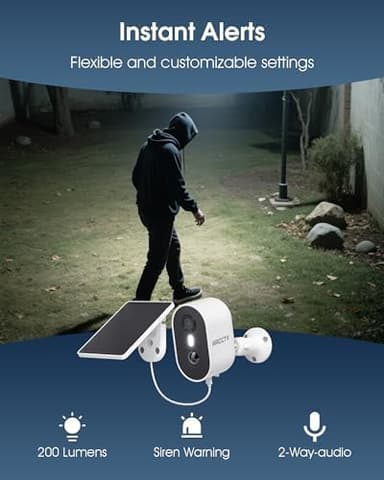 Security Camera Wireless Outdoor, 4MP Recharge Battery Powered WiFi Camera with Solar Panel, Motion Detection, Color Night Vision, 2-Way-Audio, 2.4G/5G Dual Band WiFi - Image 6