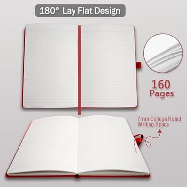 Heture 8 Pack Lined Journal Notebooks, A5 Hardcover Notebooks, 5.5 x 8.3 inch, 100GSM,160 Pages, Classic College Ruled Notebooks for Writing/Work/Travel/College (Assorted Color) - Image 6