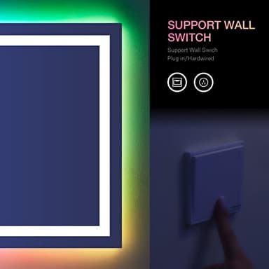 LOAAO 60”X40“ RGB LED Bathroom Mirror with Lights, Large, Anti-Fog, Dimmable Smart Lighted Bathroom Vanity Mirror, Multiple Light Modes, RGB Backlit + Front Light, Memory Function, Tempered Glass - Image 6