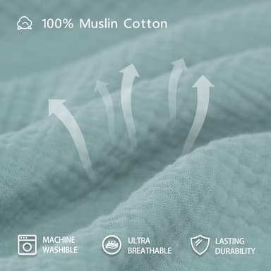 Muslin Swaddle Blankets for Newbron, Receivig Blankets for Boys, Large 47x47 Inch Soft Brethable Lightweight Cotton Blankets, 3 Pack, (Green, Cream White, Blue) - Image 7