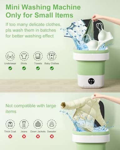Portable Washing Machine,Mini Washer 16L Washer,Small Clothes Folding Washing Machine Of Underwear, Baby And Small Delicates, 3 Cleaning Modes Suitable For Home Apartments Dormitories, Hotels - Image 5