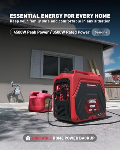 ERAYAK 4500W Portable Inverter Generator for Home Use, Super Quiet Small Generator for Camping Outdoor Emergency Power Backup, Gas Powered Engine, ECO Mode, EPA Compliant - Image 2