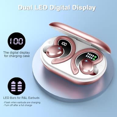 Wireless Earbuds Sport, 2025 Bluetooth 5.4 Headphones Bass Hi-Fi Stereo Over Ear Buds, 56Hrs Noise Cancelling Headset with Earhook, IP7 Waterproof Earphones Workout Running for Laptop Pad Android iOS - Image 7