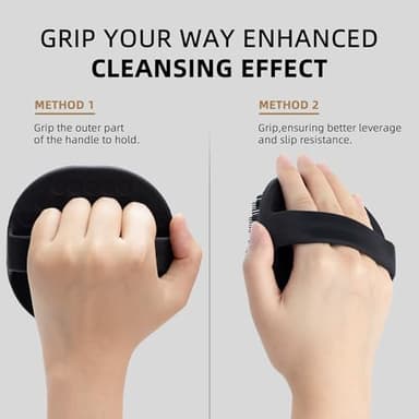 Silicone Body Scrubber, Exfoliating Body Wash Scrubbers Exfoliator, Shower Body Brush for Effective Showering Exfoliation and Gentle Massage, Lather Well and Anti-Slip Handle Loofah (Black) - Image 6