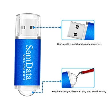 SamData 5 Pack 32GB USB Flash Drives USB 2.0 Thumb Drives Memory Stick Jump Drive Zip Drive, 5 Colors: Black Blue Green Silver Pink - Image 7