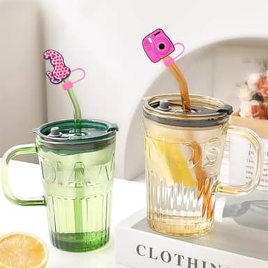 Pink Straw Toppers for Tumblers - 14PCS Cute Reusable Straw Lids 40oz 10mm - Image 6