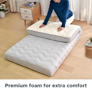 Japanese Futon Floor Mattress, 100% High Density Comfortable Foam, 3.5" Thicken Foldable Mattress Tatami Mat Sleeping Pad, Ideal for Comfort and Support, Kids Floor Lounger Pillow Bed Sofa (Twin） - Image 5