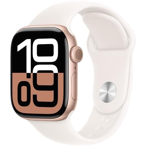 Apple Watch Series 10 [GPS + Cellular, 42mm] - Rose Gold Aluminum Case with Starlight Sport Band, S/M (Renewed Premium) - Image 1