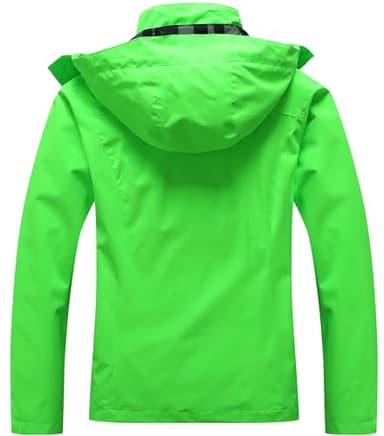 Women's Waterproof Raincoat Lightweight Rain Jacket Detachable Hood Travel Outdoor Fluorescent Green M - Image 2