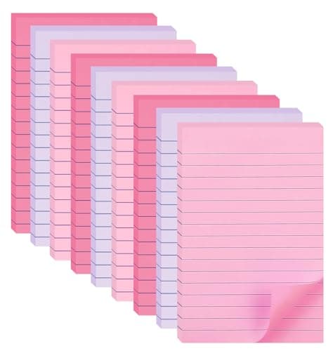 9 Pack Lined Sticky Notes 4X6 in Post Sticky Notes with Lines, Large Ruled Post Sticky Colorful Super Sticking Power Memo Pads Strong Adhesive (Pink Themed) - Image 1