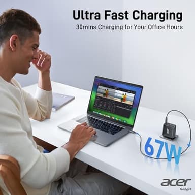 Acer 67W USB C Charger, 3-Port GaN Fast Charging Block, Foldable and Portable USB Wall Plug Adapter Compatible with MacBook Pro/Air, Acer Laptop, Dell XPS, iPad Pro/Air, iPhone 16/15, and More - Image 2