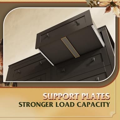 WLIVE Farmhouse Black Dresser for Bedroom, 53.07'' Wide 6 Drawer Wood Dresser, Chest of Drawers with Double Rustic Handle, TV Stand for 60 inch TV, Modern Clothes Organizer for Living Room, Hallway - Image 7