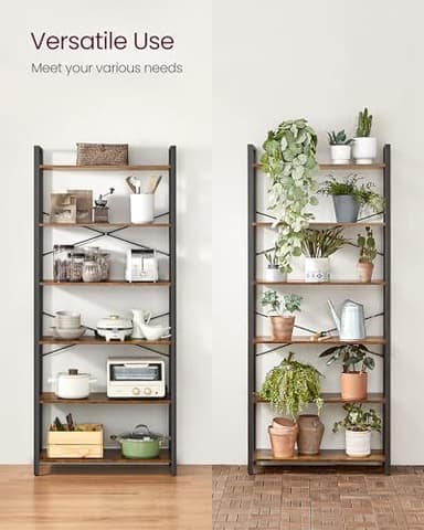 VASAGLE 6-Tier Bookshelf, Bookcase with Steel Frame, Book Shelf for Living Room, Home Office, Study, 11.8 x 31.5 x 73.2 Inches, Industrial Style, Rustic Brown and Ink Black ULLS082B01 - Image 10