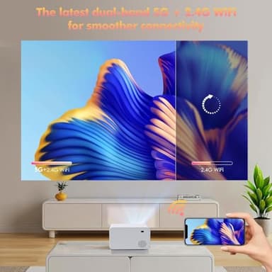 Wielio Projector with WiFi and Bluetooth Native 1080P Full HD Projector 18000 Lumens Outdoor 200" Projection Screen Video Movie Proyector Compatible with Smartphone, HDMI,USB,AV,Fire Stick, PS5, White - Image 2