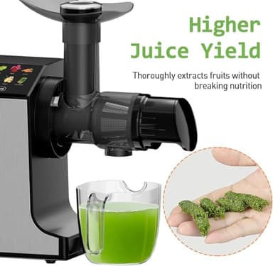 WHUTO Cold Press Juicers, Touch Screen Masticating Juicer Machines Easy to Clean, Stainless Steel Juicer Machines for Vegetable & Fruit, Juice Extractor with Quiet Motor & 2 Speed Modes, Black - Image 3
