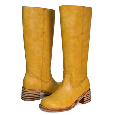 VBDB Banana Knee High Boots for Women Square Toe Chunky Block Heel Long Boots Women’s Comfortable Low Heel Womens Boots Size 8 - Image 5